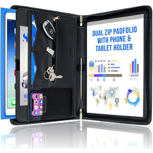 STYLIO Zipper Padfolio Portfolio Binder Organizer Faux Leather New NWT